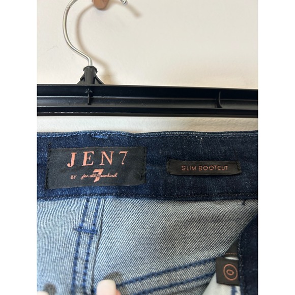 JEN7 Slim Bootcut Dark Wash High Rise Cuff Jeans Women Size 0 - Picture 3 of 6